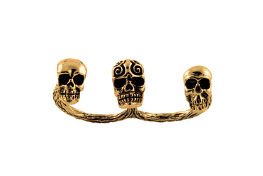Anillo Tres Calaveras Guerrero Dorado